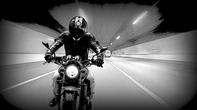black motorcycle in tunnel