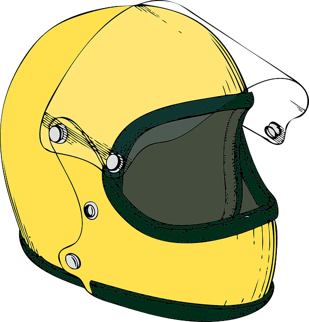 yellow open face motorcycle helmet