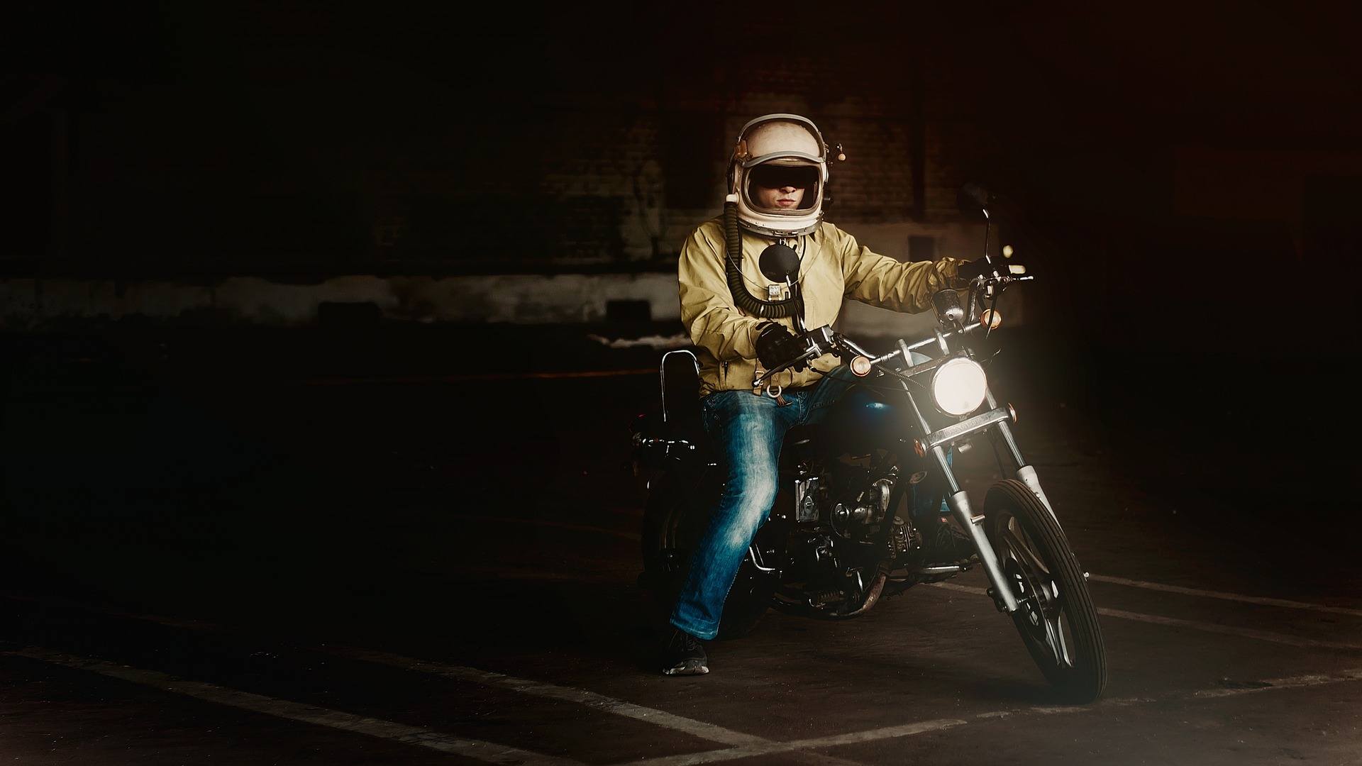 riding a motorcycle in the dark