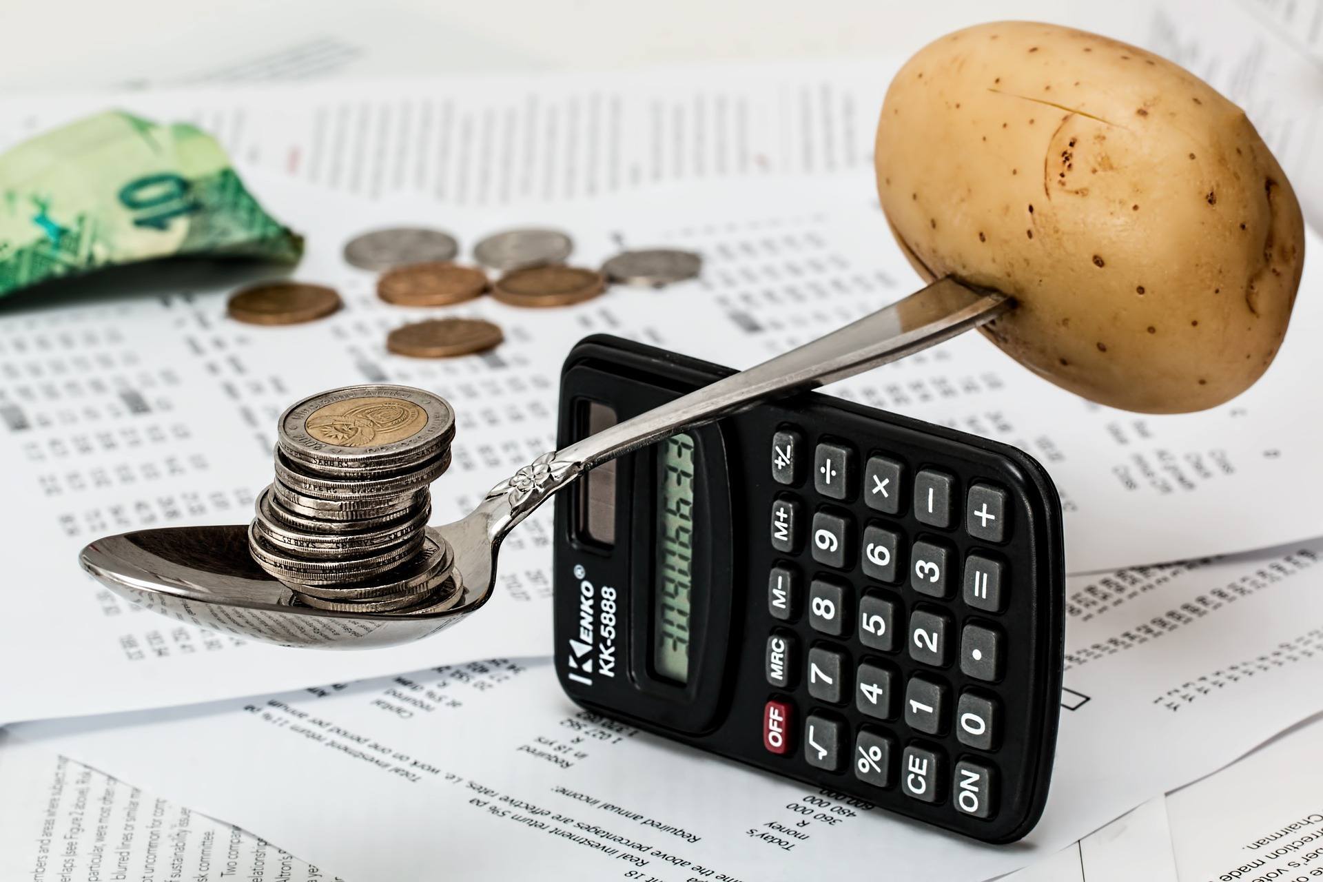 coins and a calculator